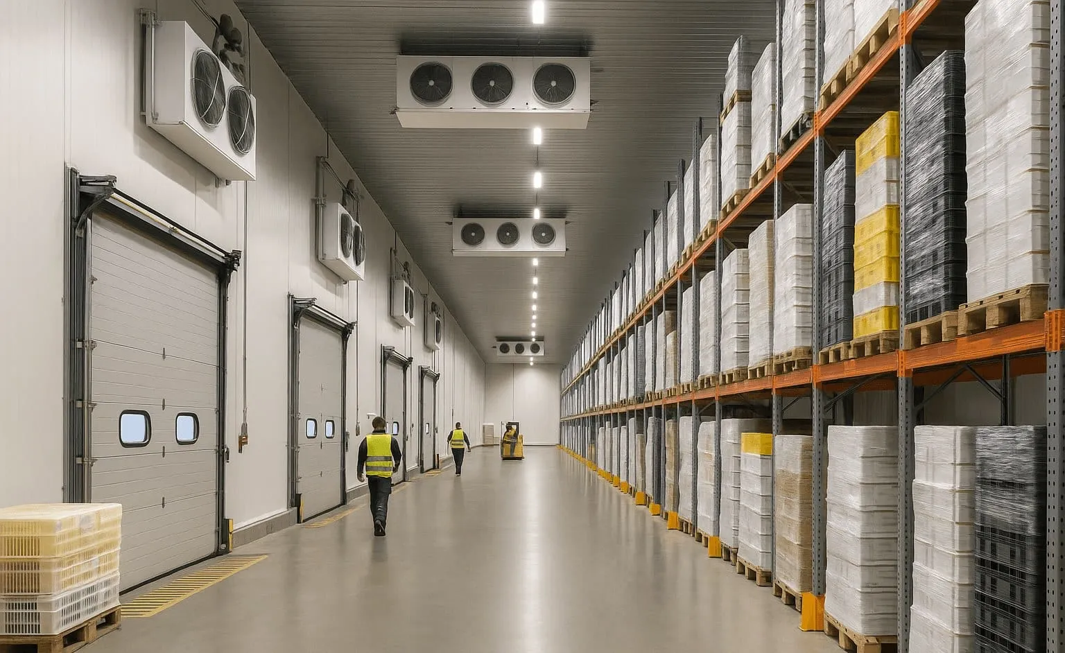 Gekoelde laadzone in een distributiecentrum met een geopende dockdeur