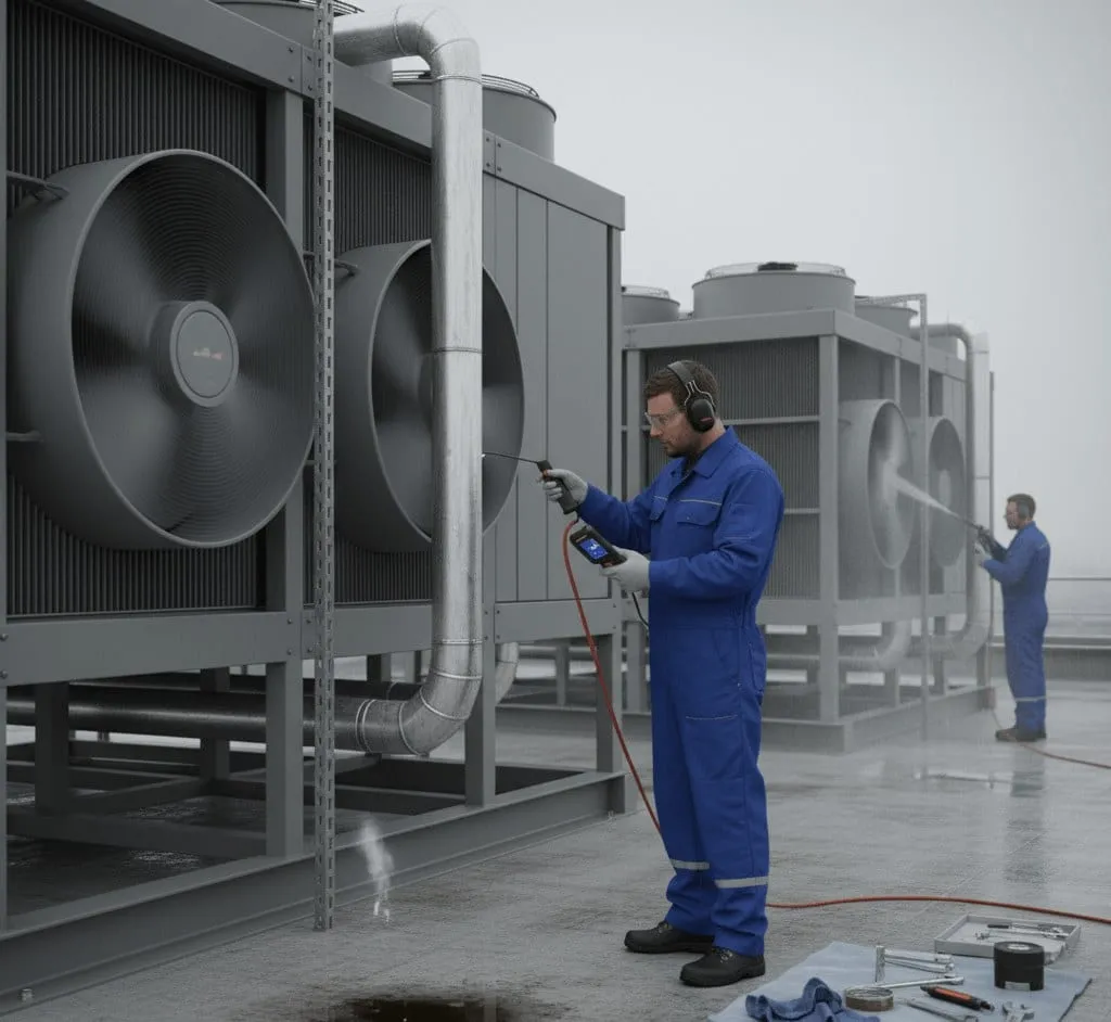 Controle van de lekdichtheid en werking van een condensor
