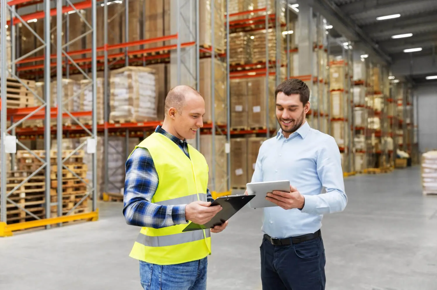 Warehouse aisle showing the floor space taken by racking and by the aisle beside it